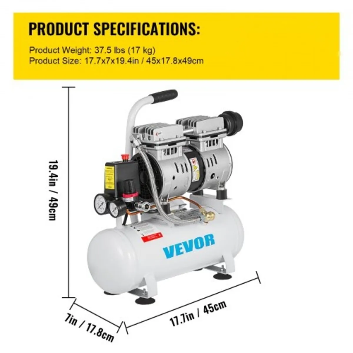 Air Compressor 2 Gallon Ultra Quiet Oil-free Air C - Image 3