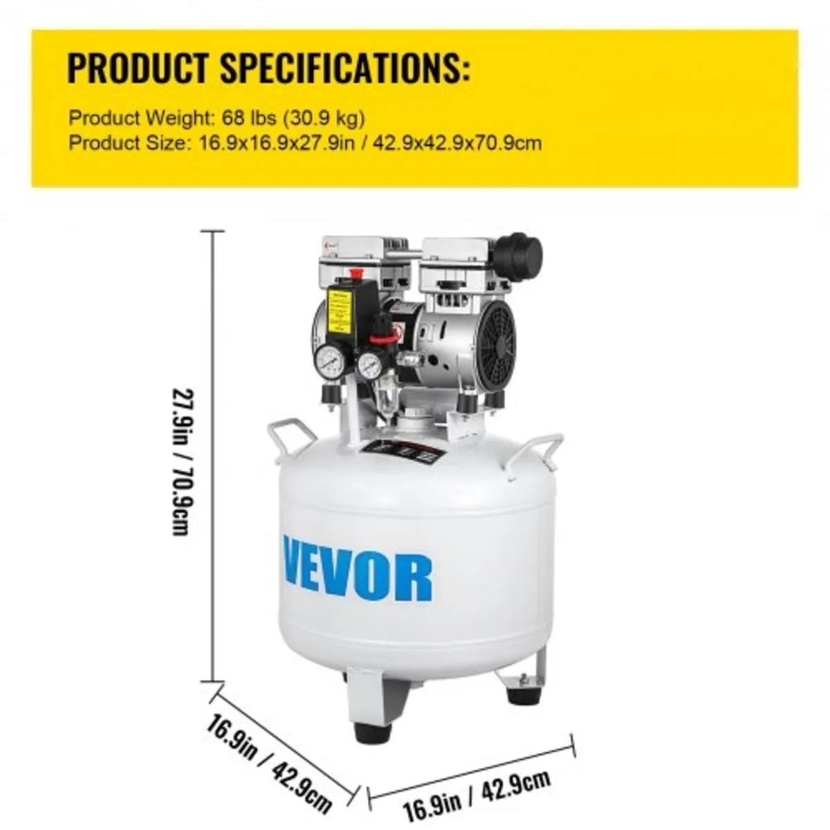 Vertical Air Compressor 8.8 Gallon Ultra Quiet Oil - Image 3