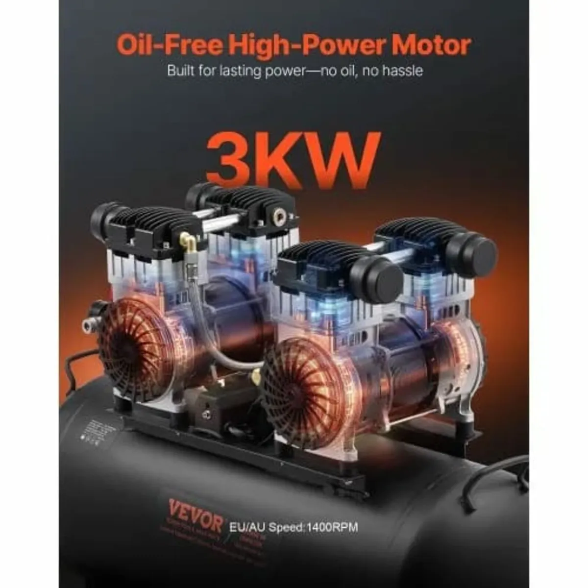 Air Compressor, 20 Gallon Steel Tank, 4HP 10.6 CFM - Image 2