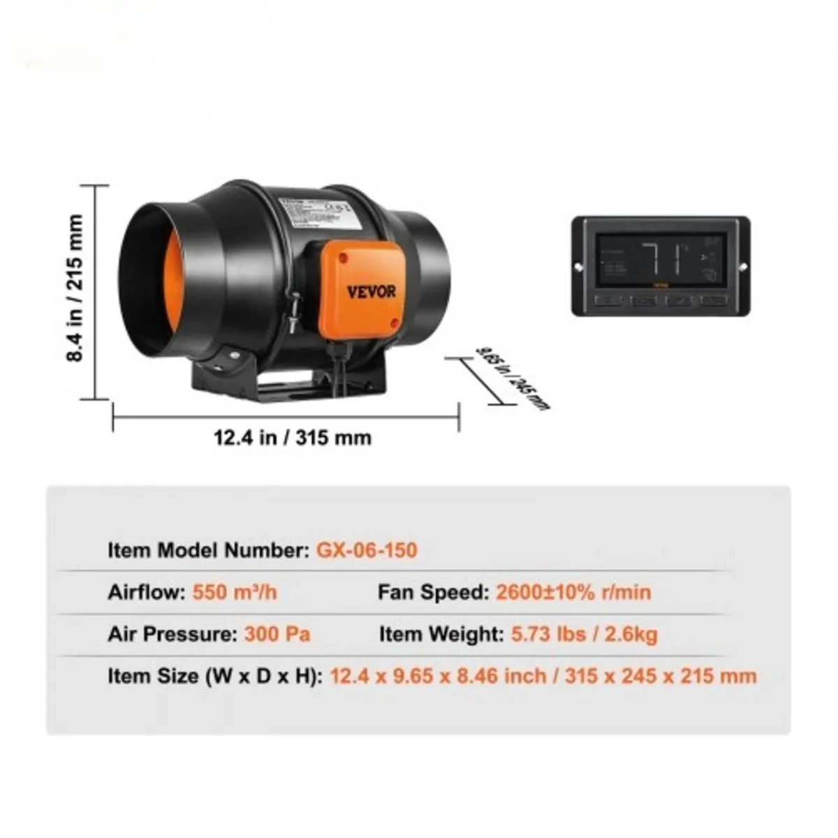 Inline Duct Fan, 6-Inch 402 CFM with Temperature H - Image 4