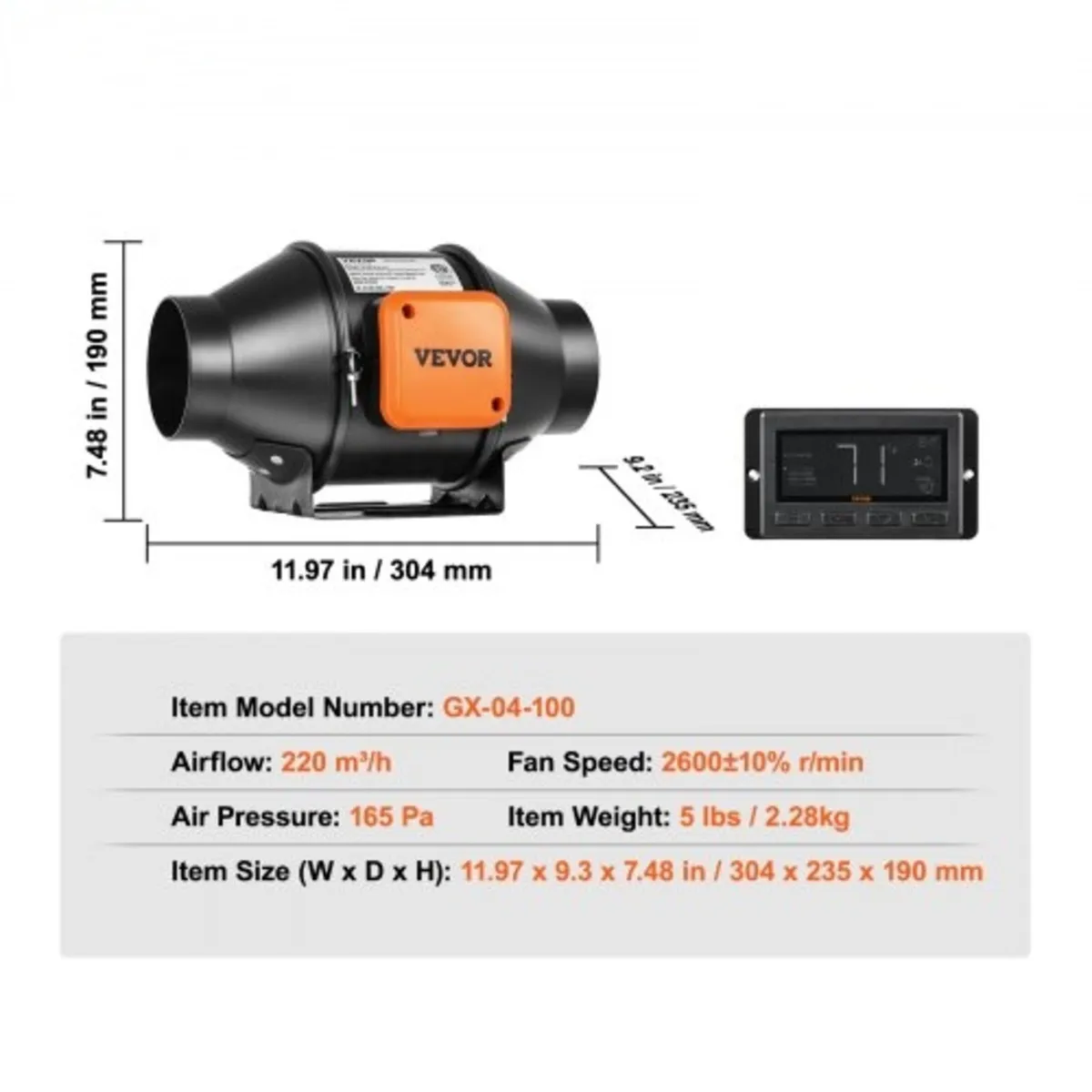 Inline Duct Fan, 102mm 129.7 CFM Quiet EC-motor Ve - Image 4