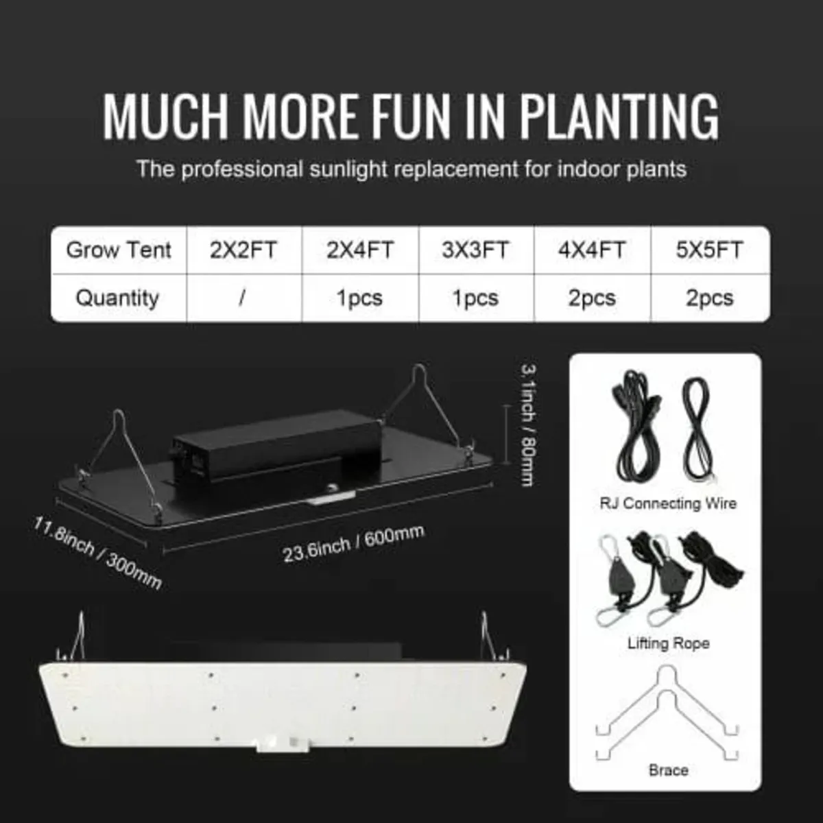 LED Grow Light, 200W Full Spectrum Dimmable, High - Image 2