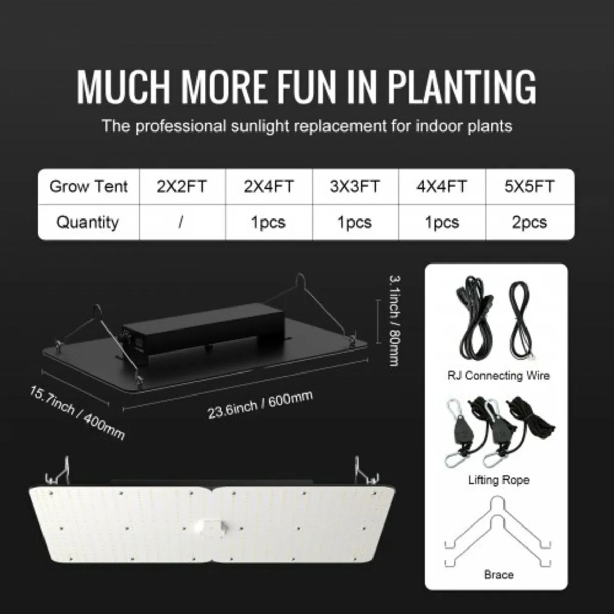 LED Grow Light, 300W Full Spectrum Dimmable, High - Image 4