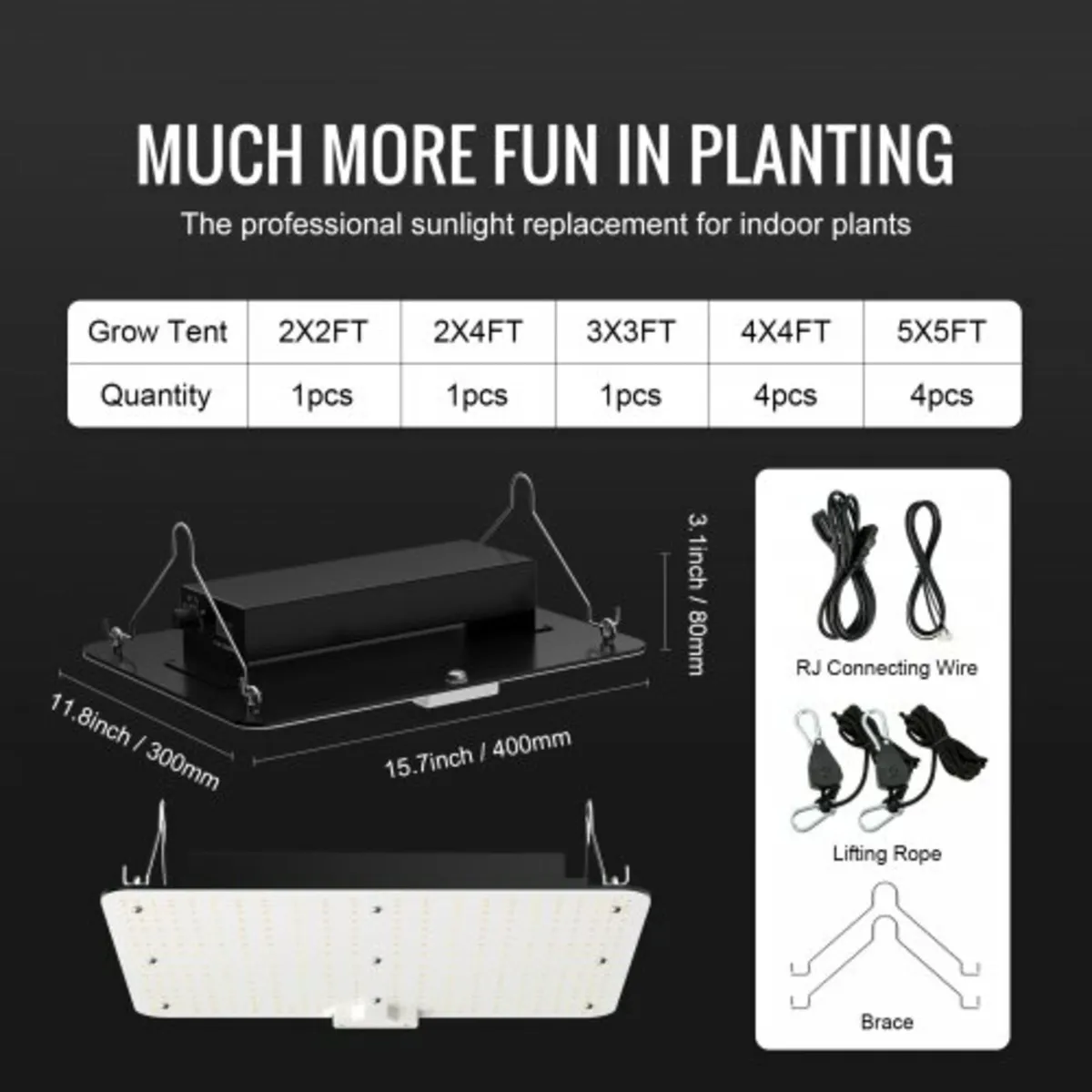 LED Grow Light, 150W Full Spectrum Dimmable, High - Image 2