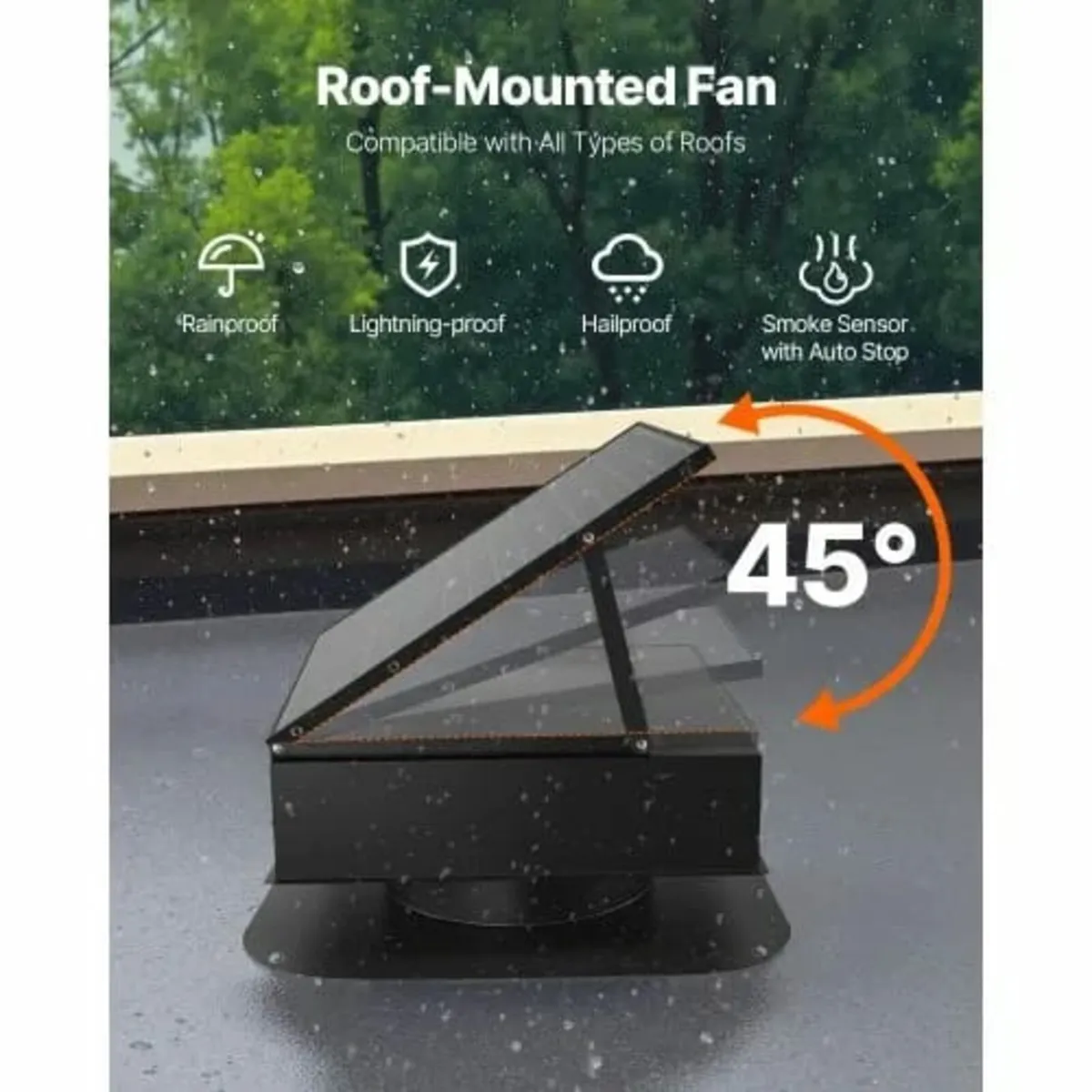 Roof Attic Exhaust Fan, 35W Smart Solar Roof Venti - Image 4