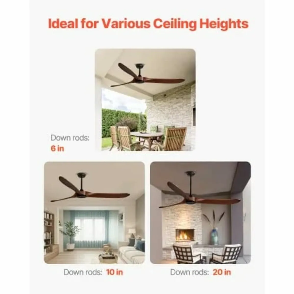 72 Inch Ceiling Fan without Light, 6-Speed Remote - Image 3
