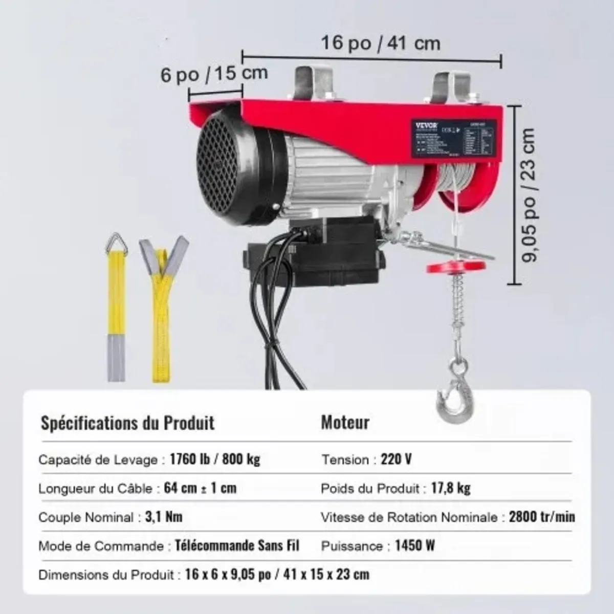 Electric Hoist, 798 kg Lifting Capacity, 1450W 220 - Image 4