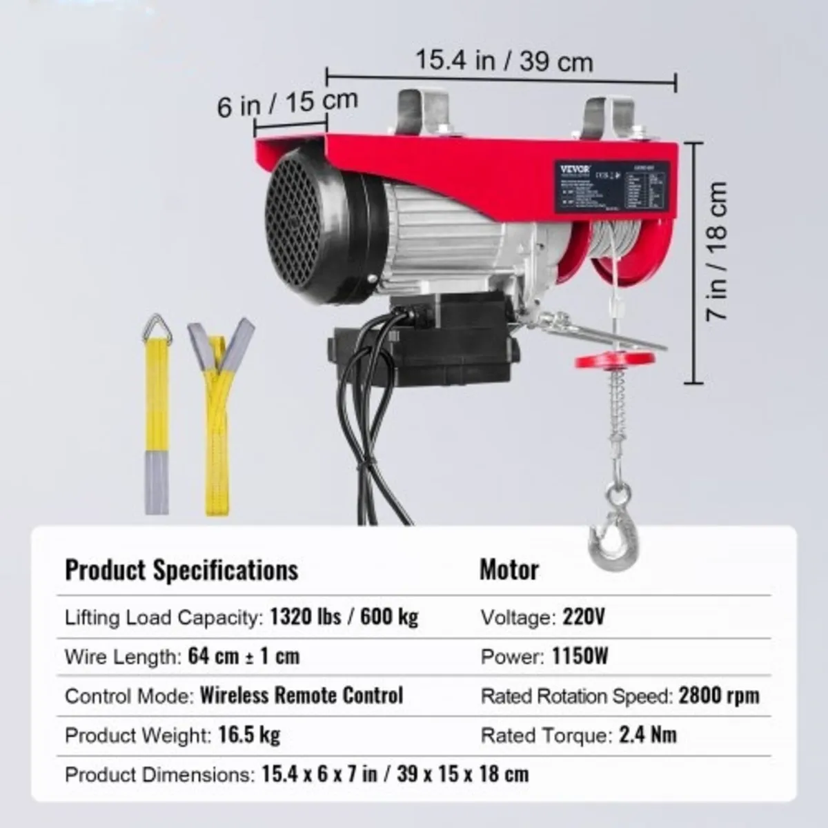 Electric Hoist, 598.7 kg Lifting Capacity, 1150W 2 - Image 4