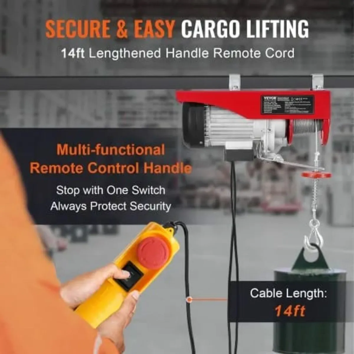 Electric Hoist Crane Winch 798.3 kg with 426.7 cm - Image 2