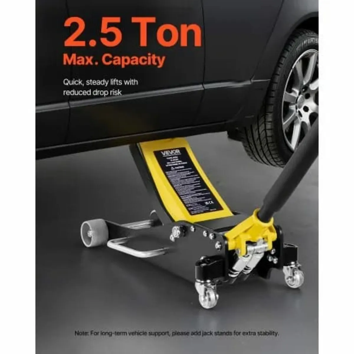 Low Profile Floor Jack, 2.5 Ton Capacity, Aluminum - Image 4