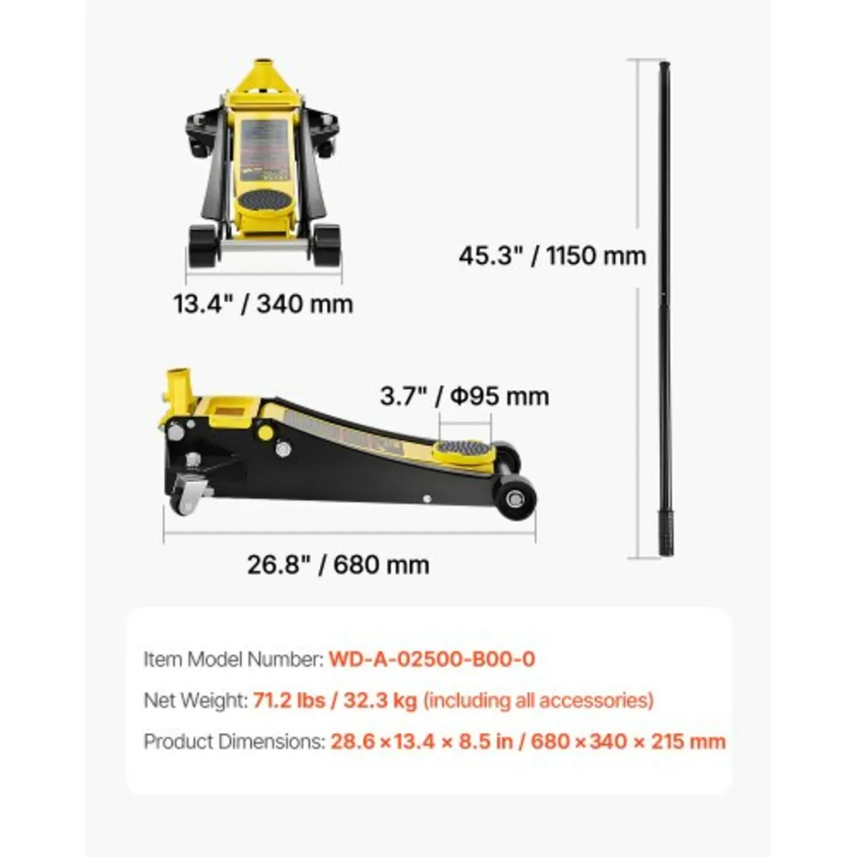 Floor Jack, 2.5 Ton Low Profile Floor Jack, Heavy- - Image 4