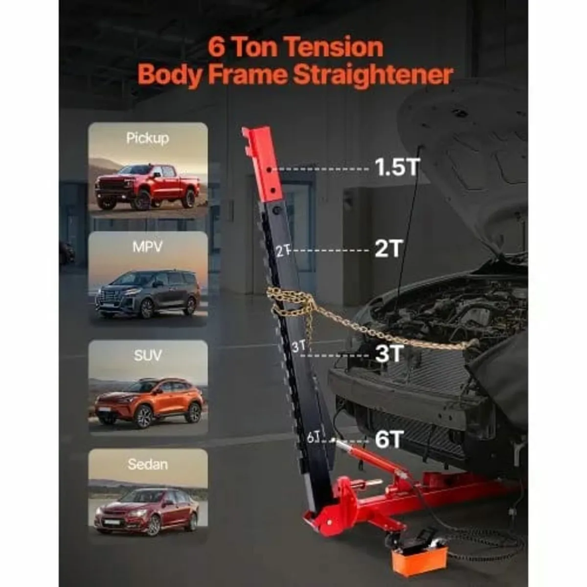 Auto Body Frame Puller Straightener, 6T Tension Ca - Image 2