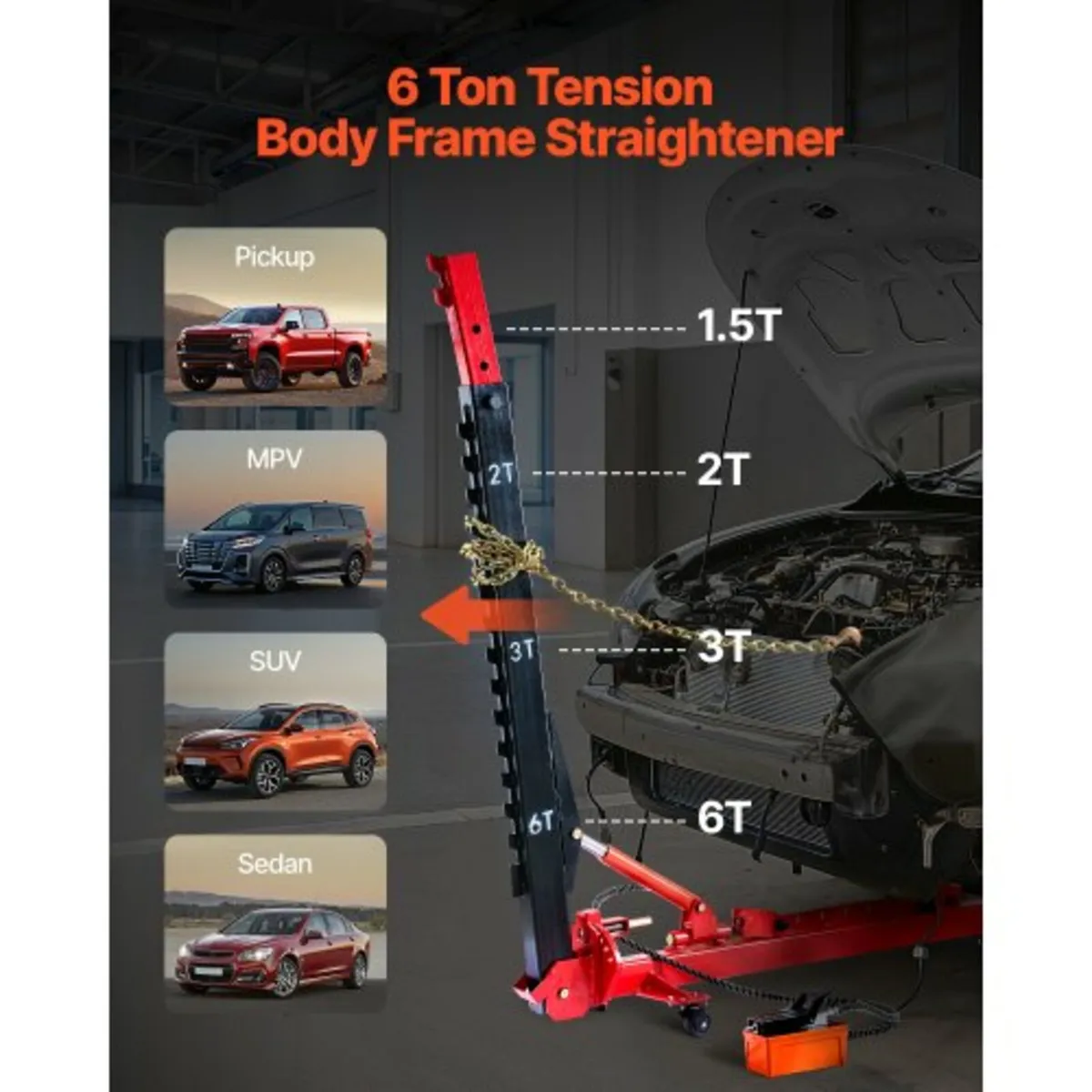 Auto Body Frame Puller Straightener, 6T Tension Ca - Image 2