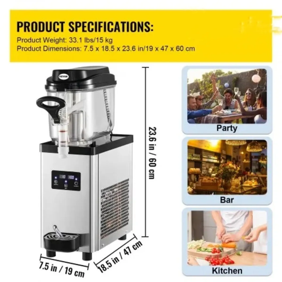 Commercial Slushy Machine, 6L/1.6 Gallons 25 Cups - Image 3