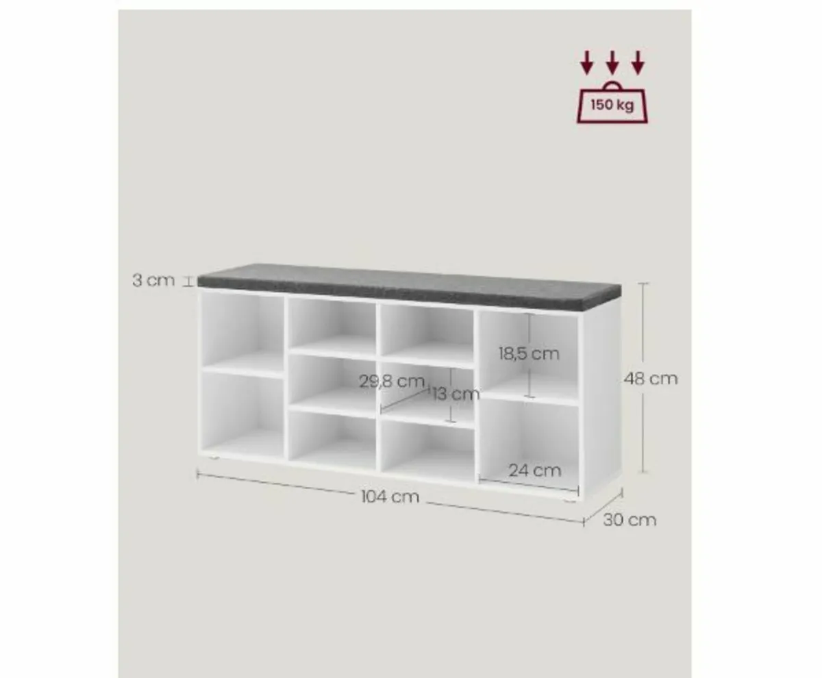 Shoe Bench, Shoe Rack with Seat - Image 3