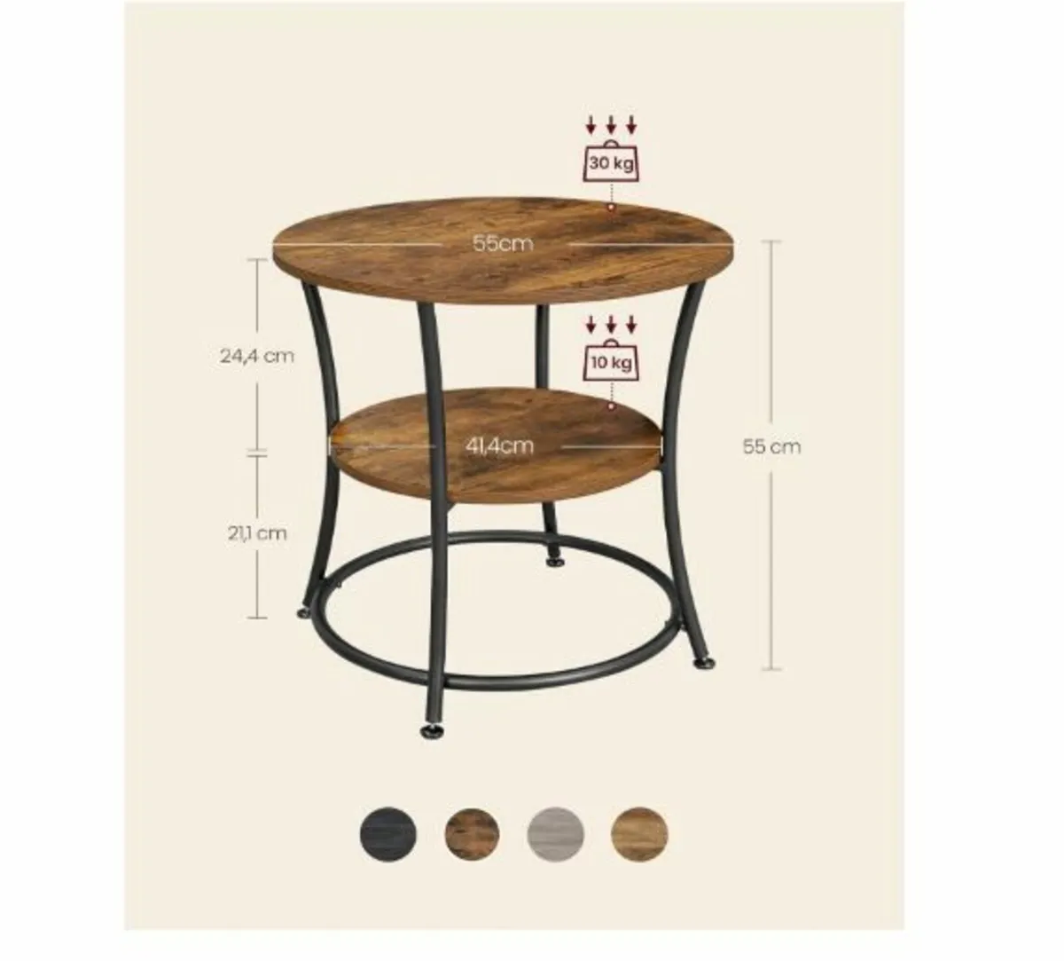 round side table with 2 shelves - Image 4