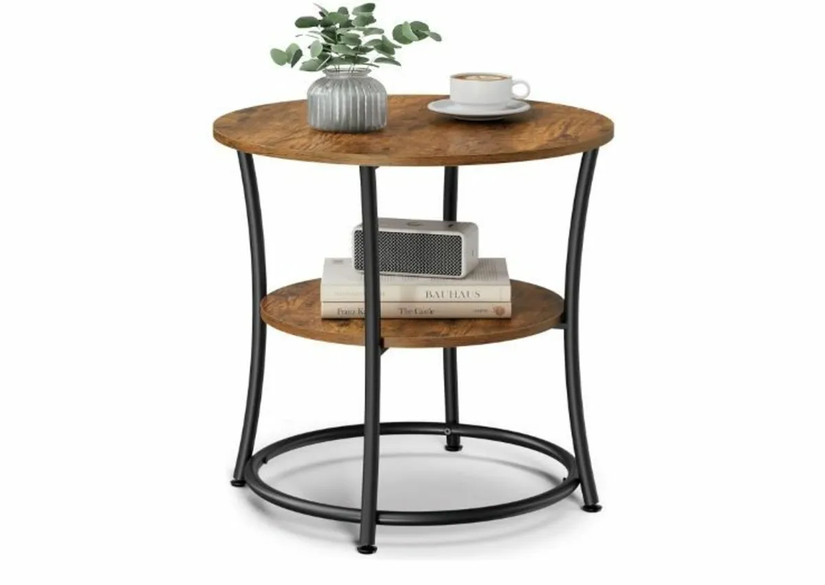 round side table with 2 shelves - Image 1
