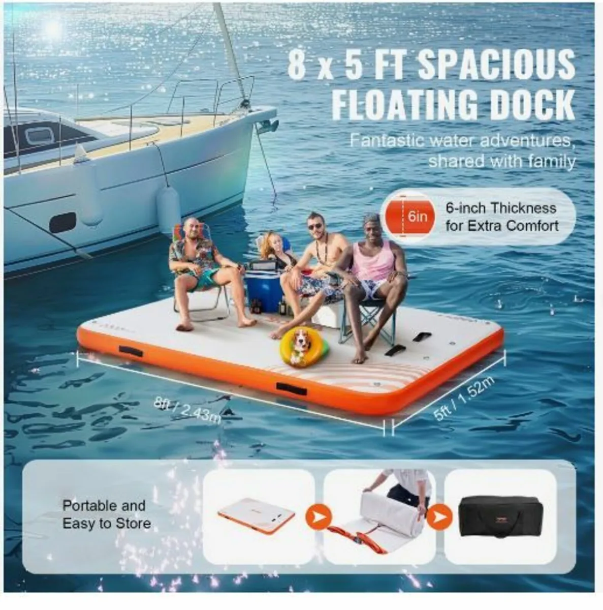 Inflatable Floating Dock, 8 x 5FT - Image 3