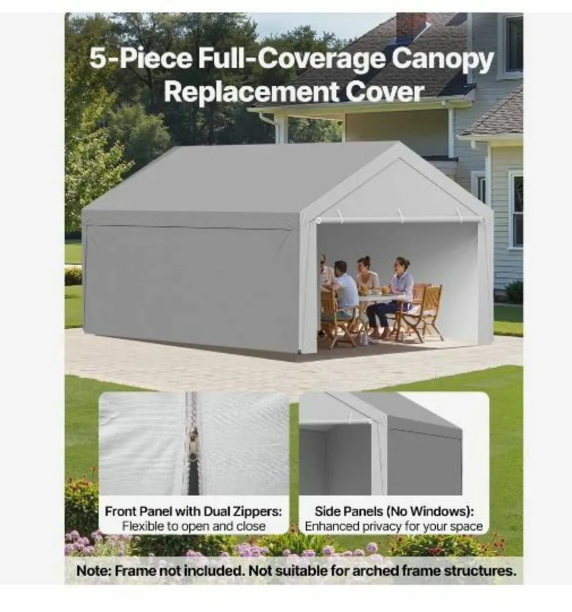 Carport Replacement Canopy, 6 x 4 m - Image 4