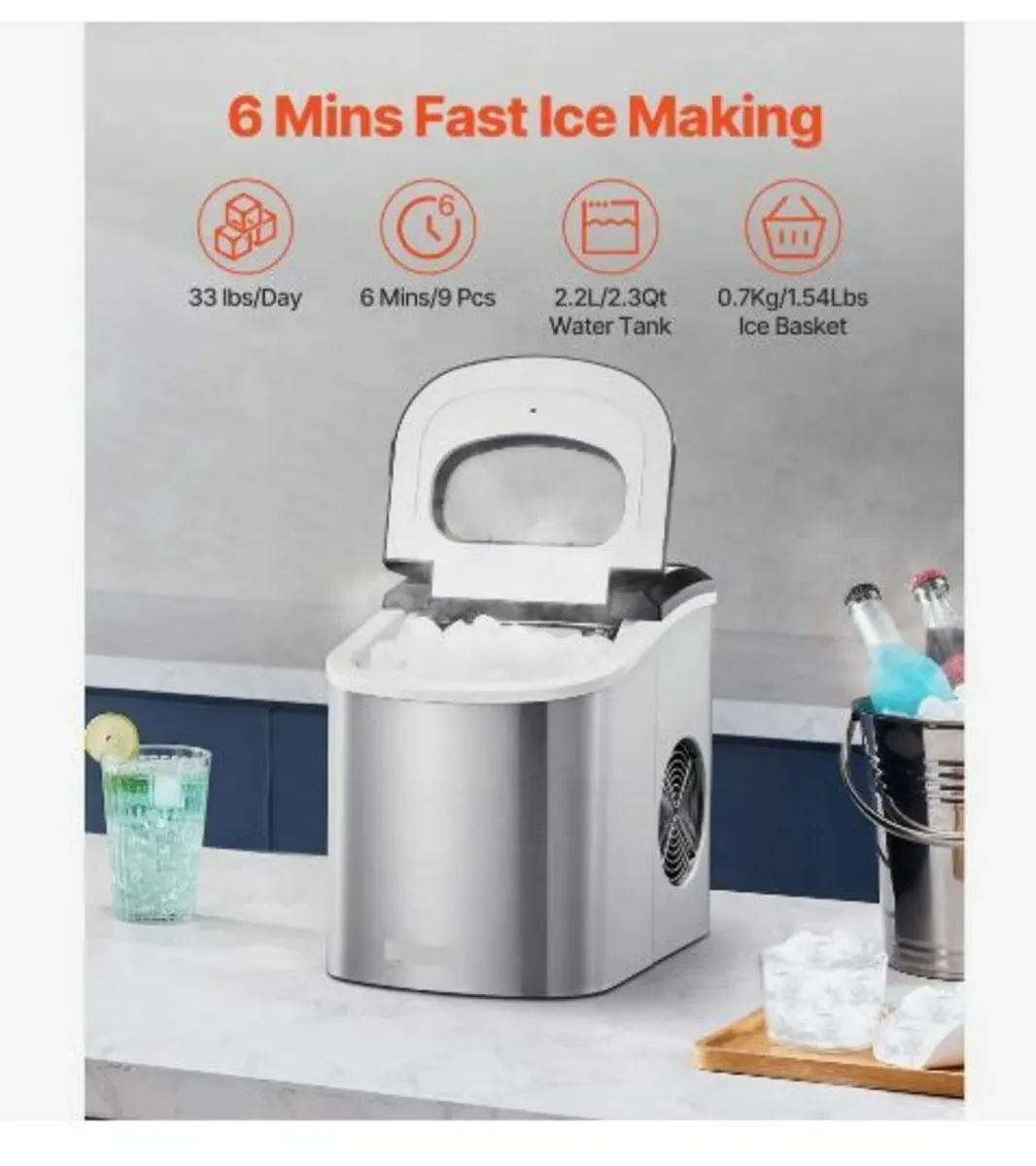 Countertop Ice Maker, 9 Cubes - Image 1