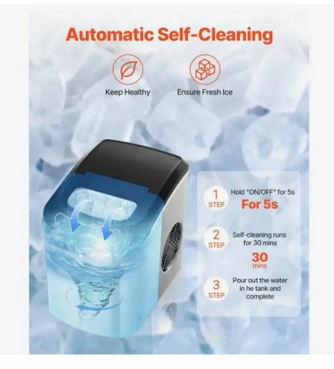 Countertop Ice Maker, 9 Cubes - Image 3