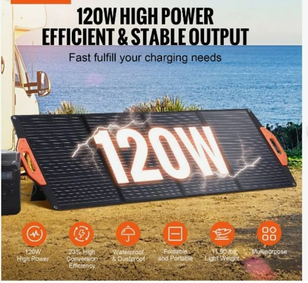 Portable Monocrystalline Solar Panel, 120W - Image 3