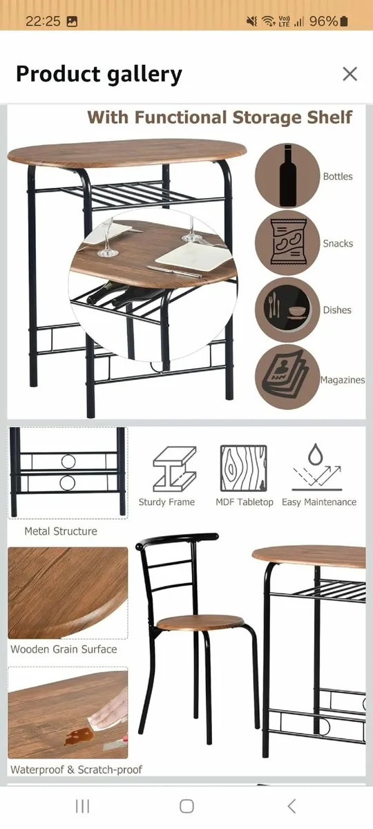 Kitchen table & two chairs - Image 2