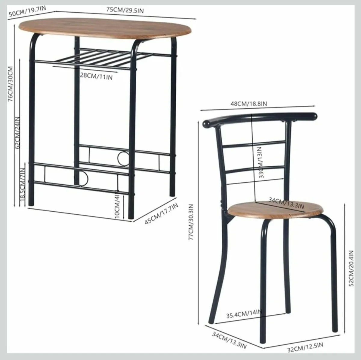 Kitchen table & two chairs - Image 3