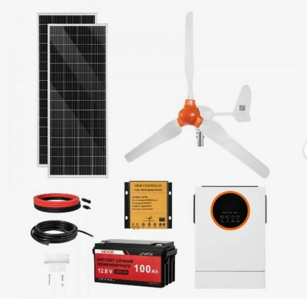 12V 600W Solar Wind Power Kit, 2PCS 100W - Image 3