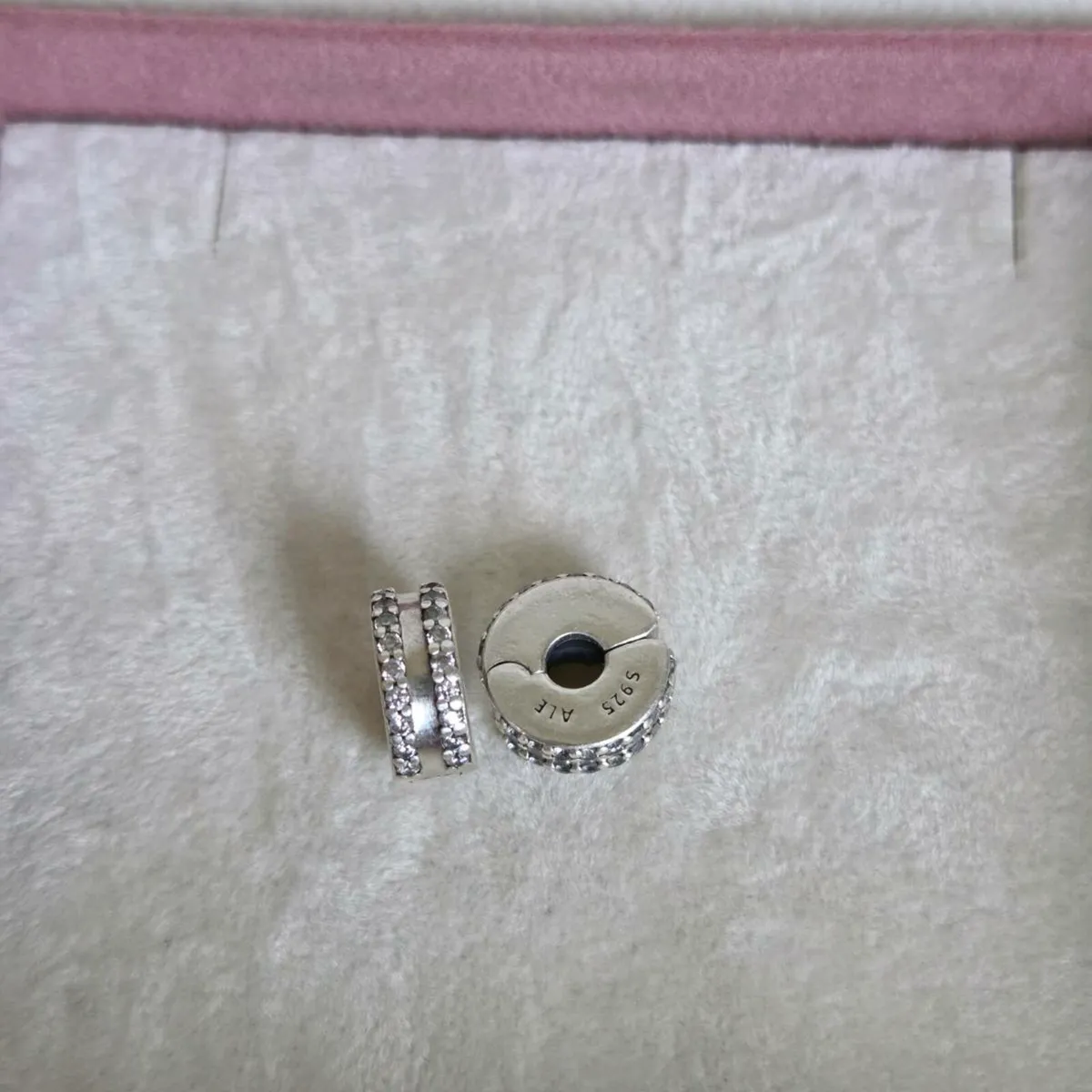 Pandora double Lined pave clips charm set of two - Image 1