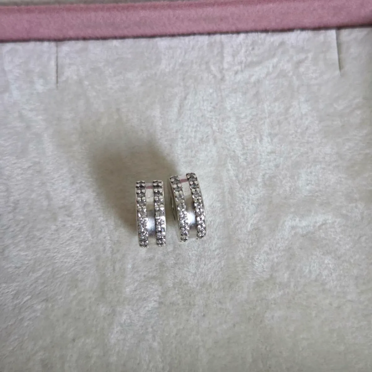 Pandora double Lined pave clips charm set of two - Image 3