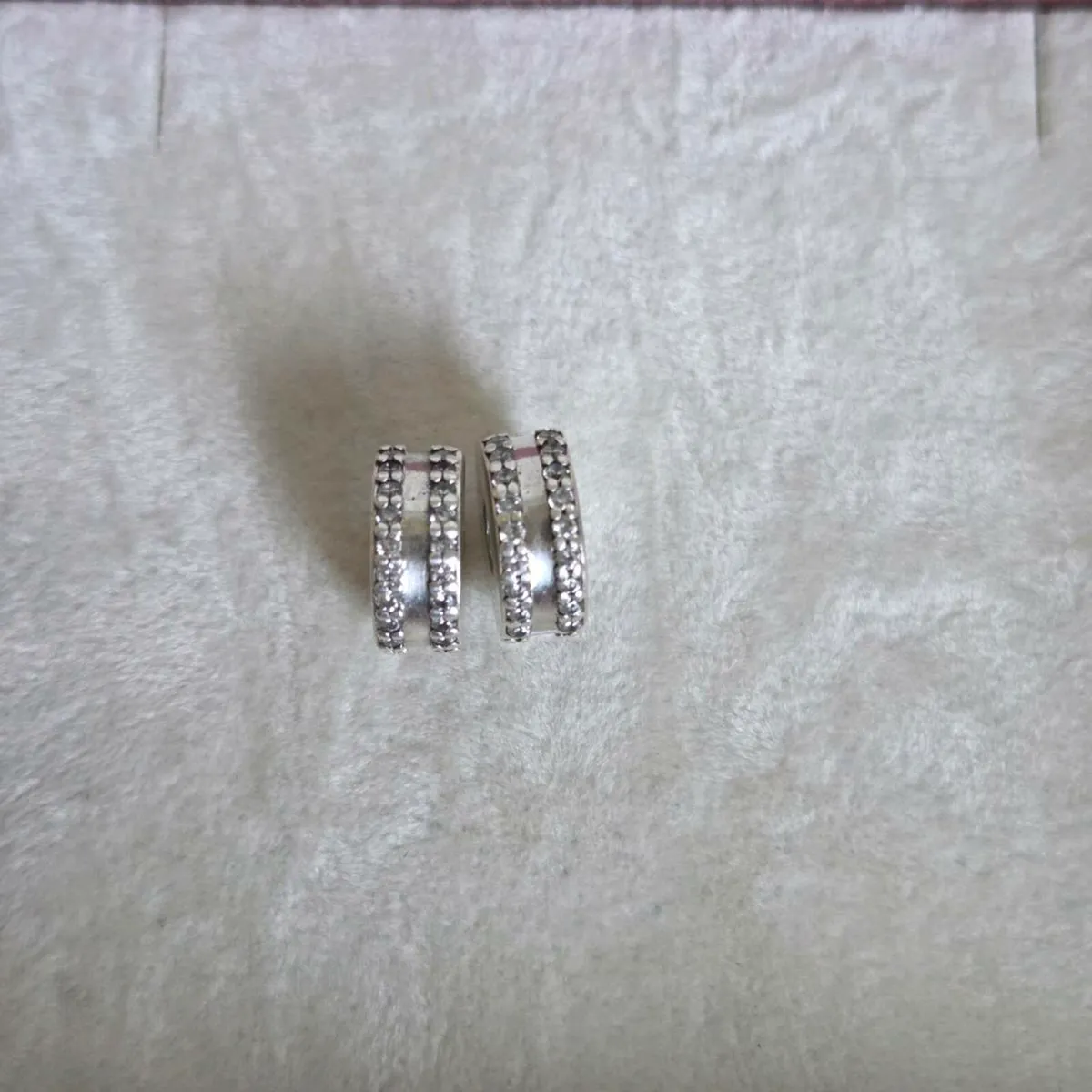 Pandora double Lined pave clips charm set of two - Image 4