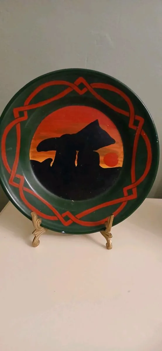 Vintage Handpainted Enamel Tin Plates - Image 2