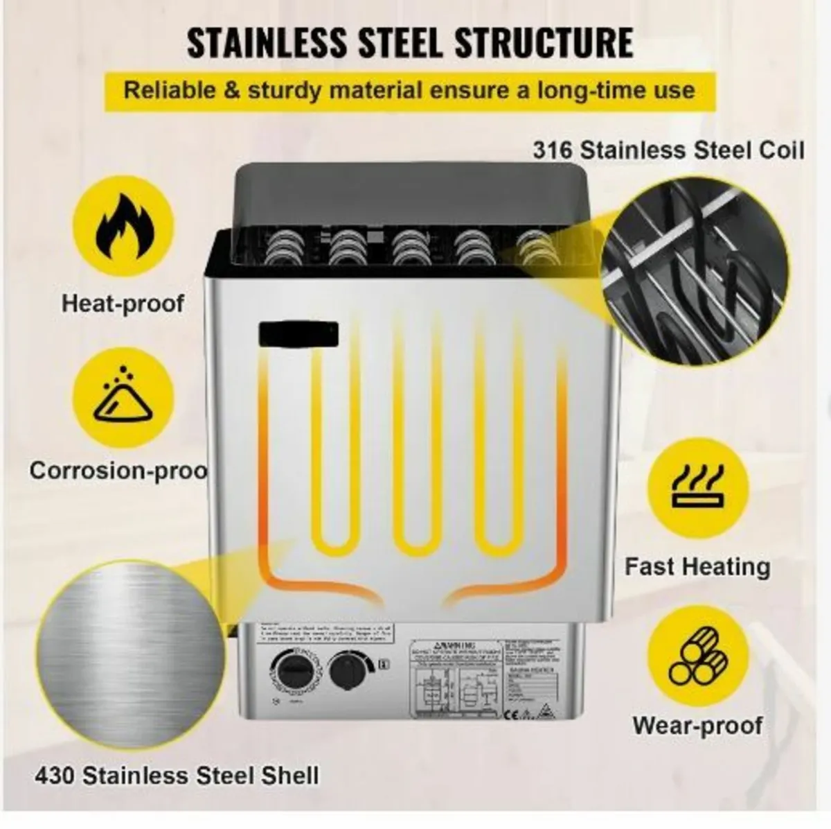 9KW Sauna Heater Stove 380V-415V - Image 3
