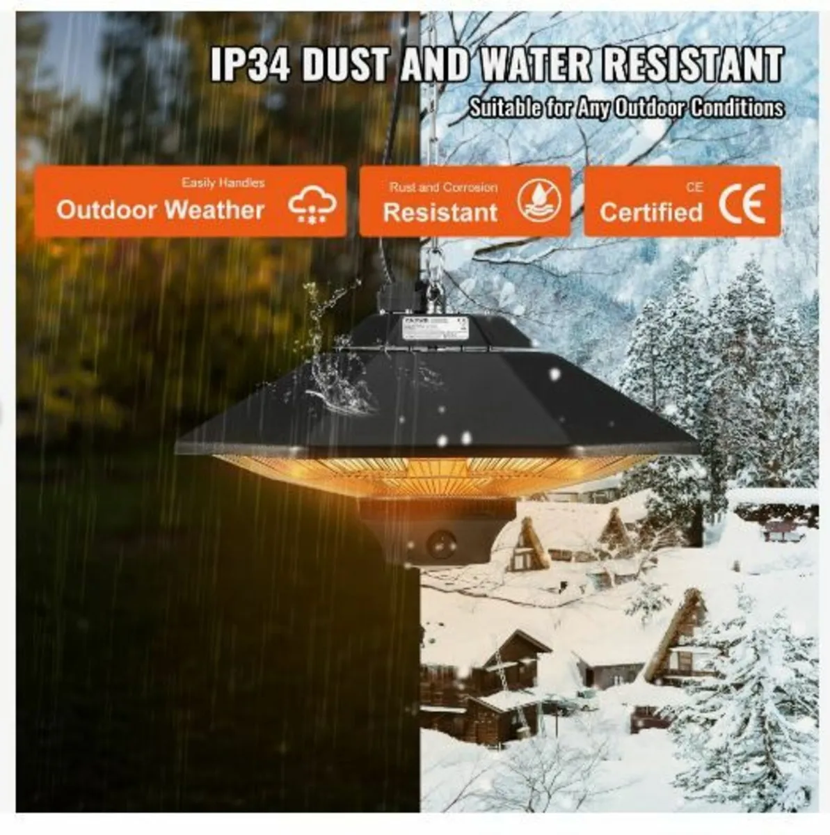 Hanging Patio Heater, 2000W Remote Control - Image 3