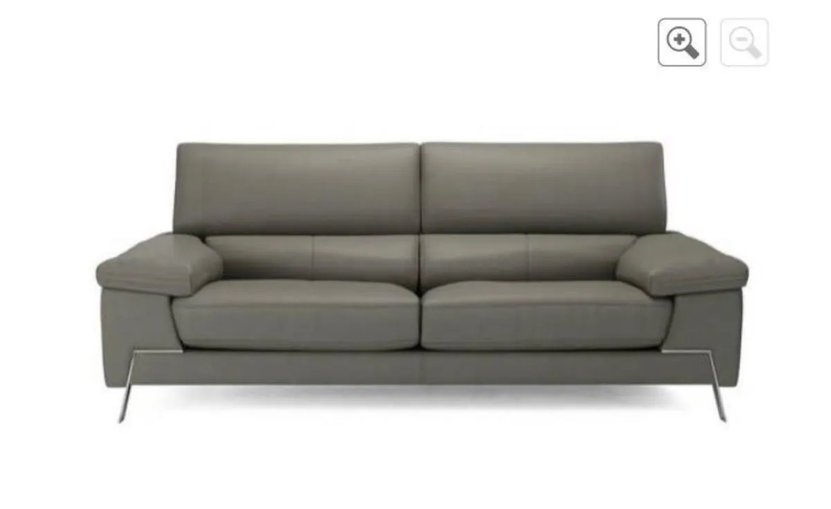 Leather sofa 3 seater grey. - Image 2