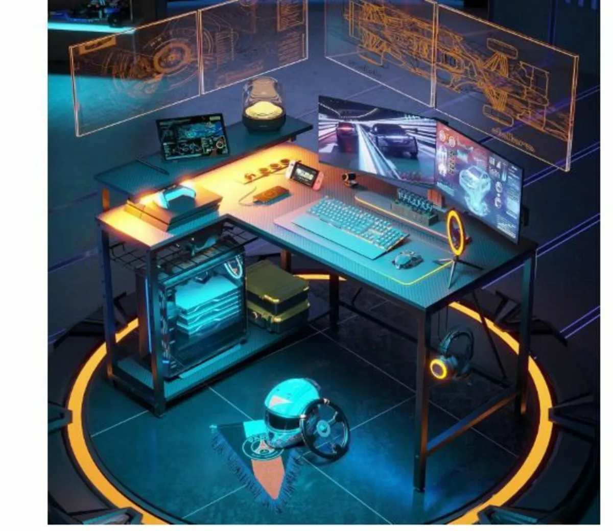 L-Shaped Corner Desk with Sockets - Image 2