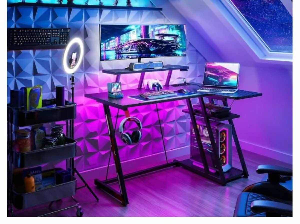 Gaming Table with LED Lighting and Sockets - Image 2
