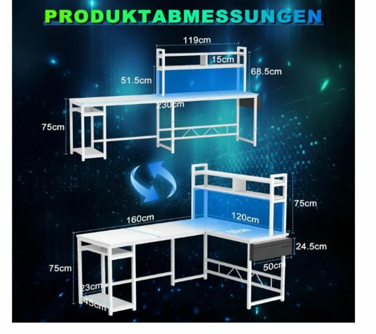 Gaming Corner Desk 160 x 120 cm - Image 4