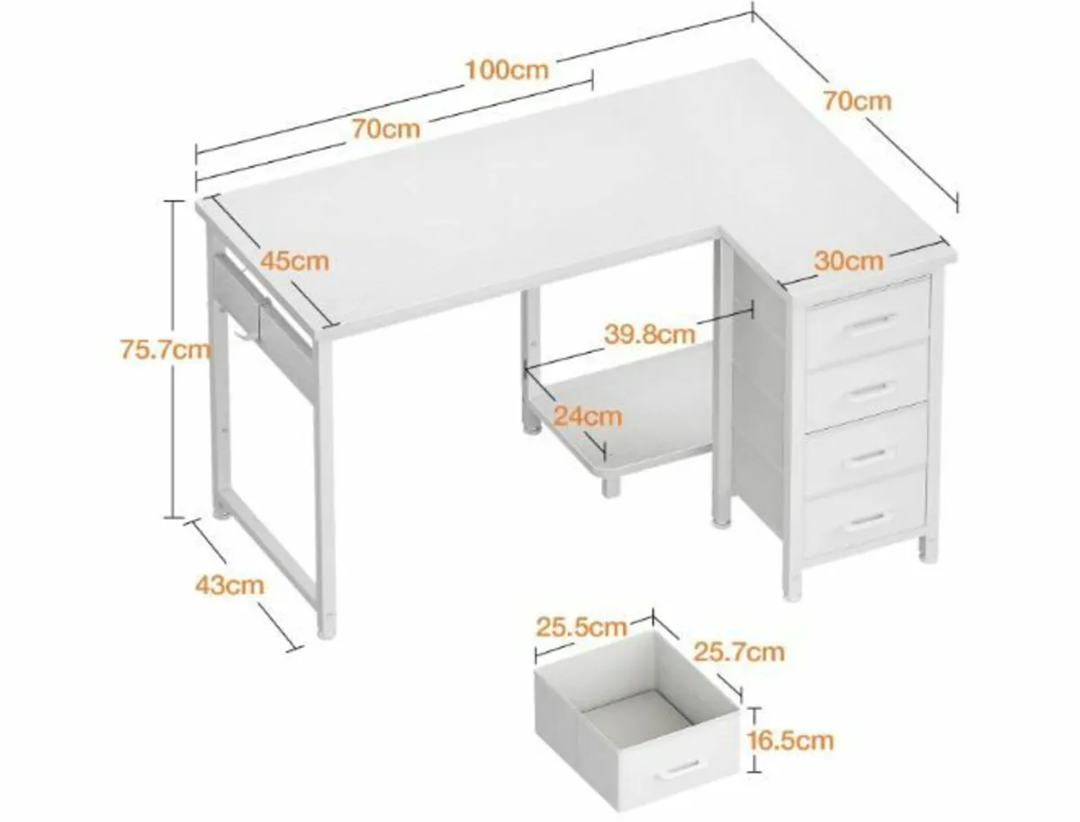 Corner Desk, 100 x 70 cm, L Shape - Image 2