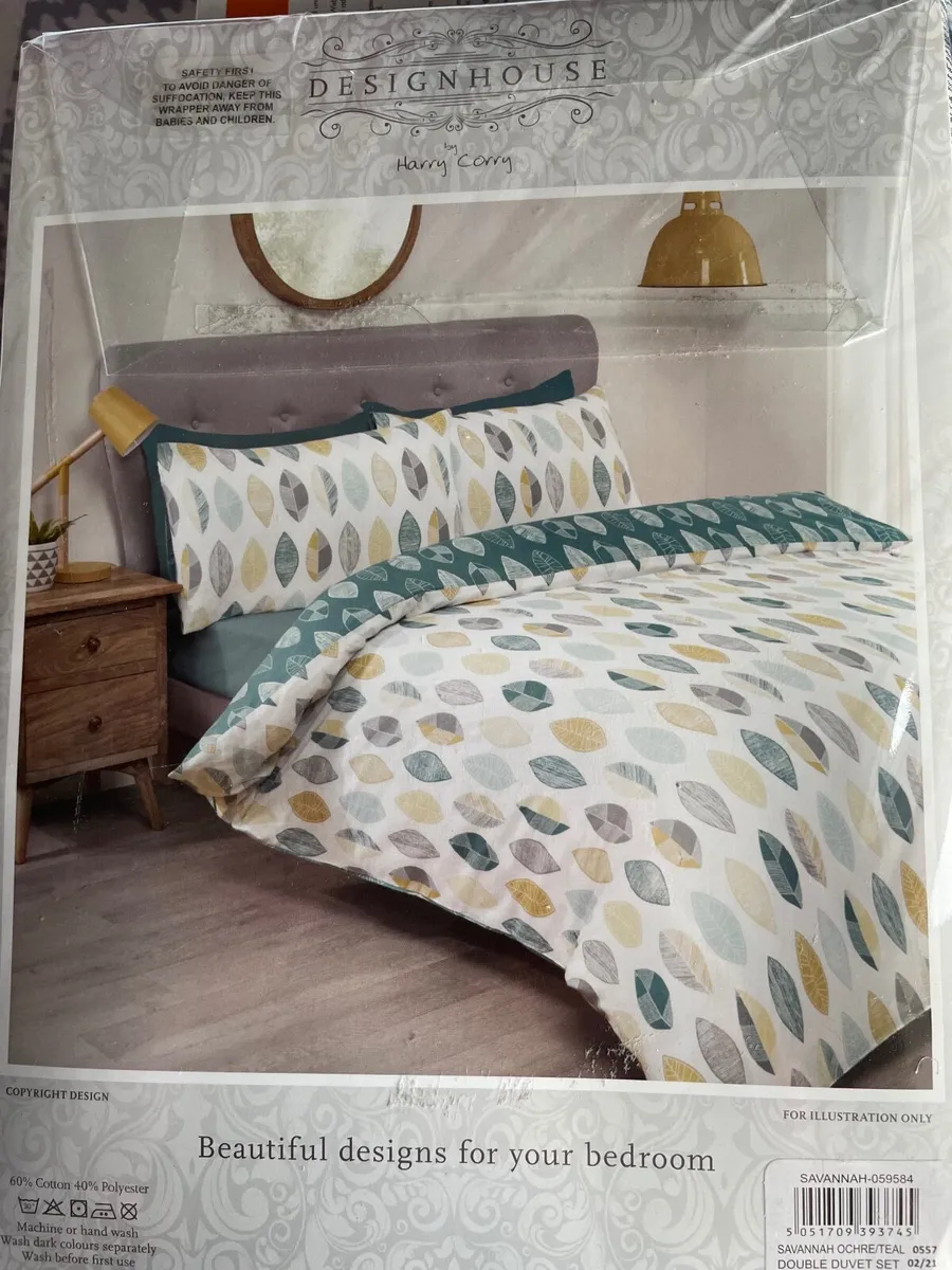 Double duvet ochre / teal new - Image 2