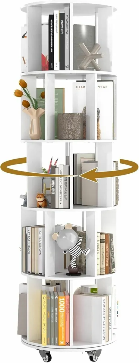 Rotating Bookshelf 5-Tier Corner Bookcase - Image 1