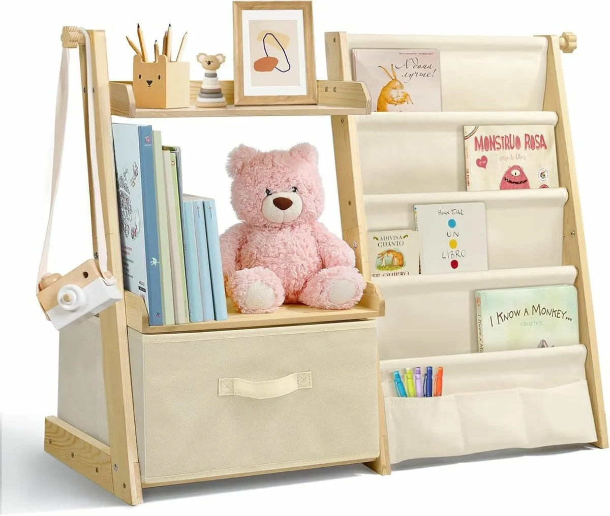 Kids Bookshelf and Toy Storage Montessori Wooden - Image 1