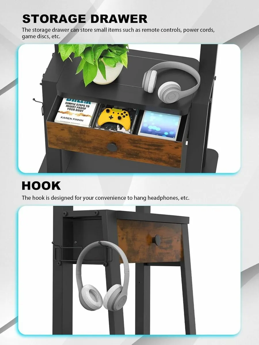 Rolling TV Stand with Fabric Drawer Storage for - Image 3