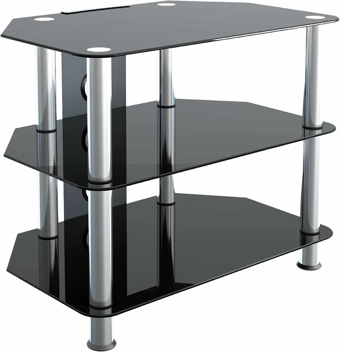 Glass Corner TV Stand – Universal Black Unit 60cm - Image 1