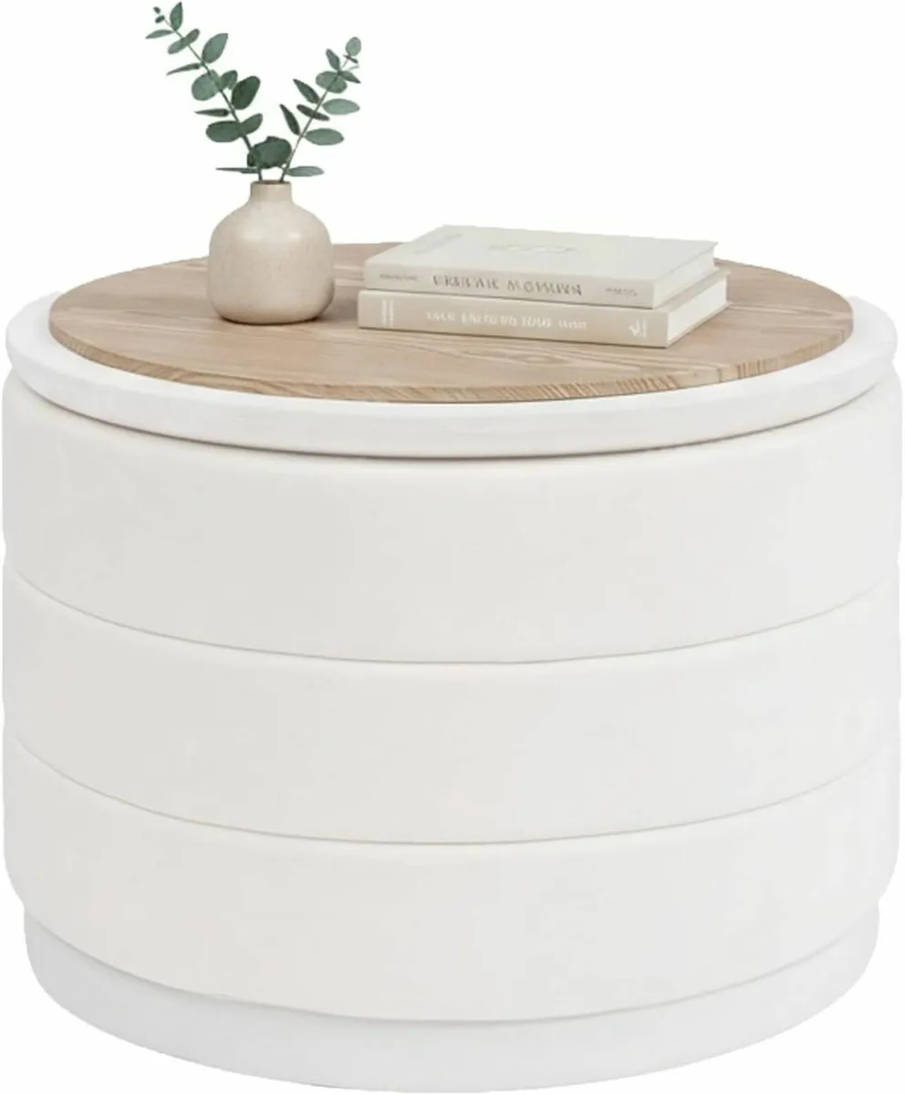 Large Storage Ottoman Round Folding Foot Rest - Image 1