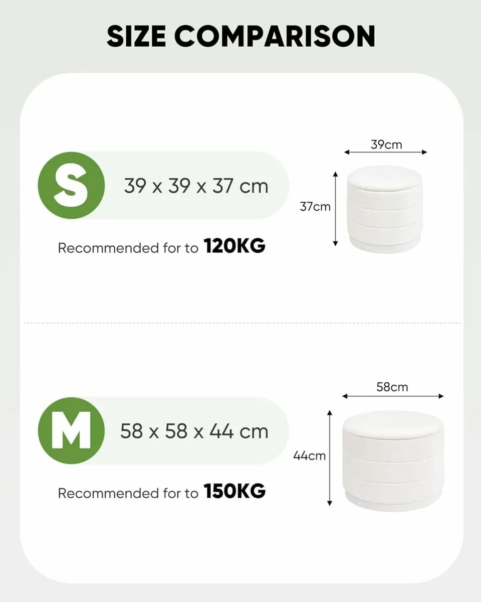 Large Storage Ottoman Round Folding Foot Rest - Image 3