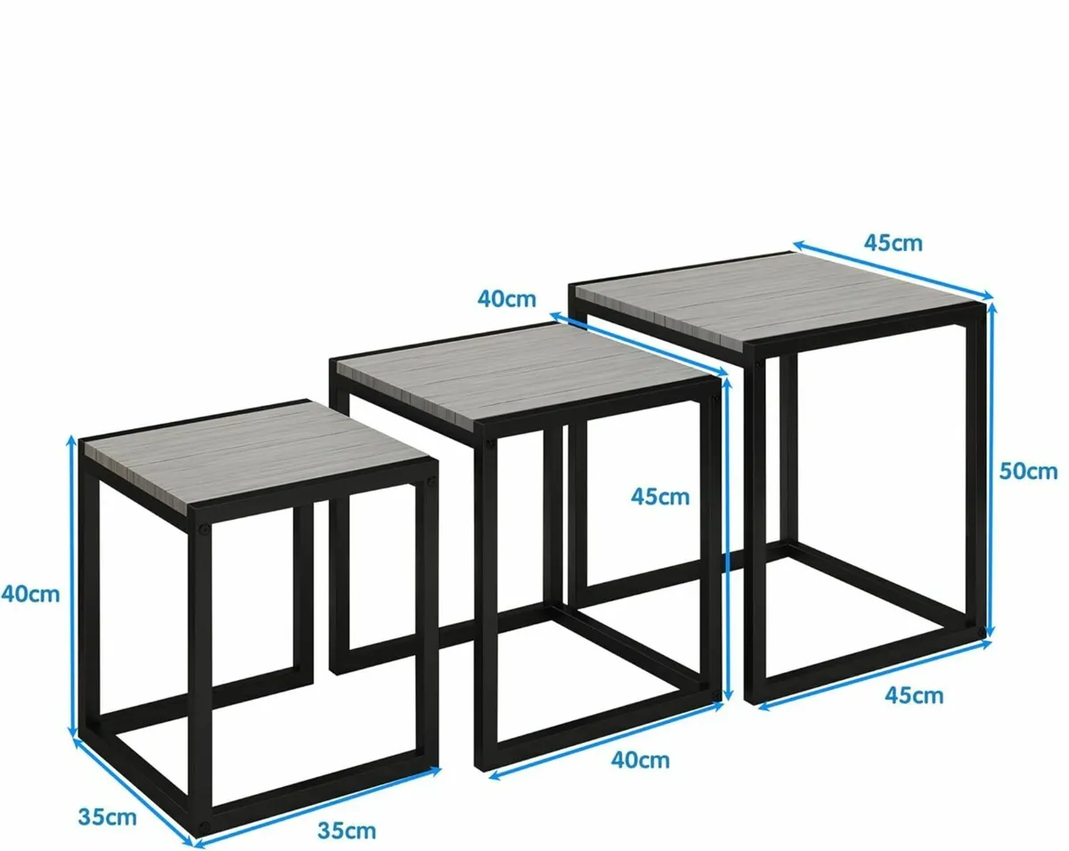 Wooden Nesting Tables Set of 3 Coffee Table - Image 2