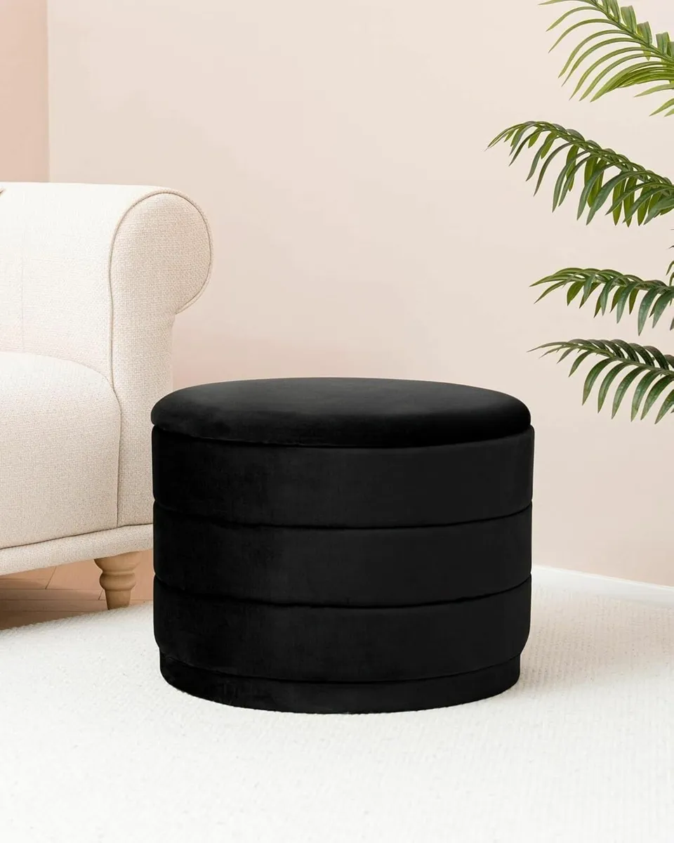 Large Storage Ottoman Round Folding Foot Rest - Image 2
