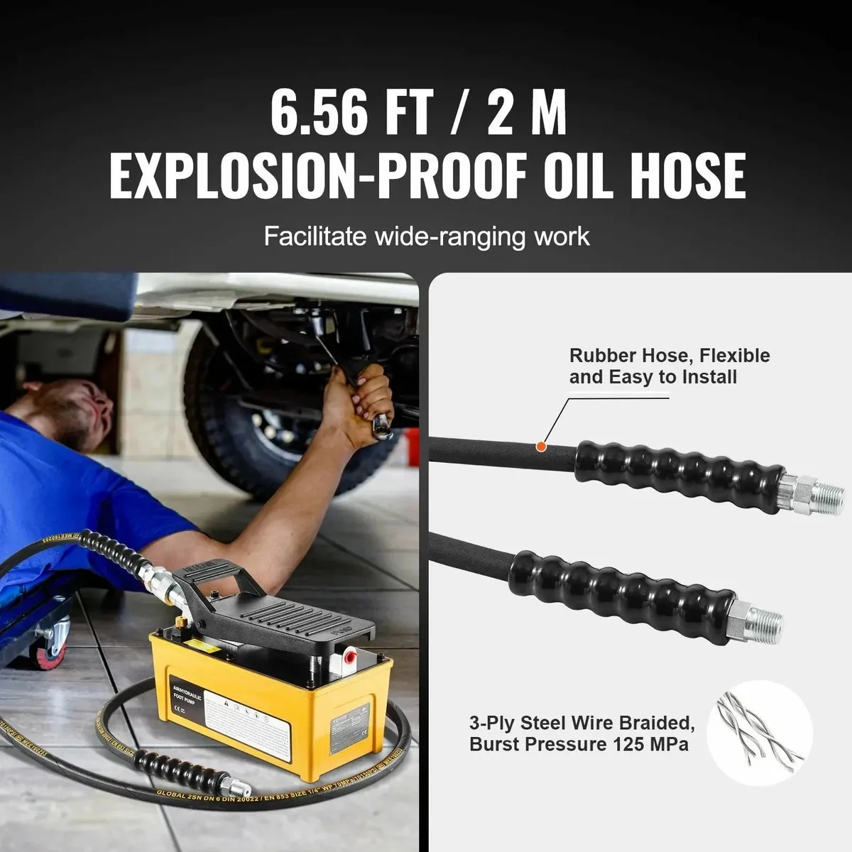 Air Hydraulic Pump, 10,000 PSI Hydraulic Foot Pum - Image 4